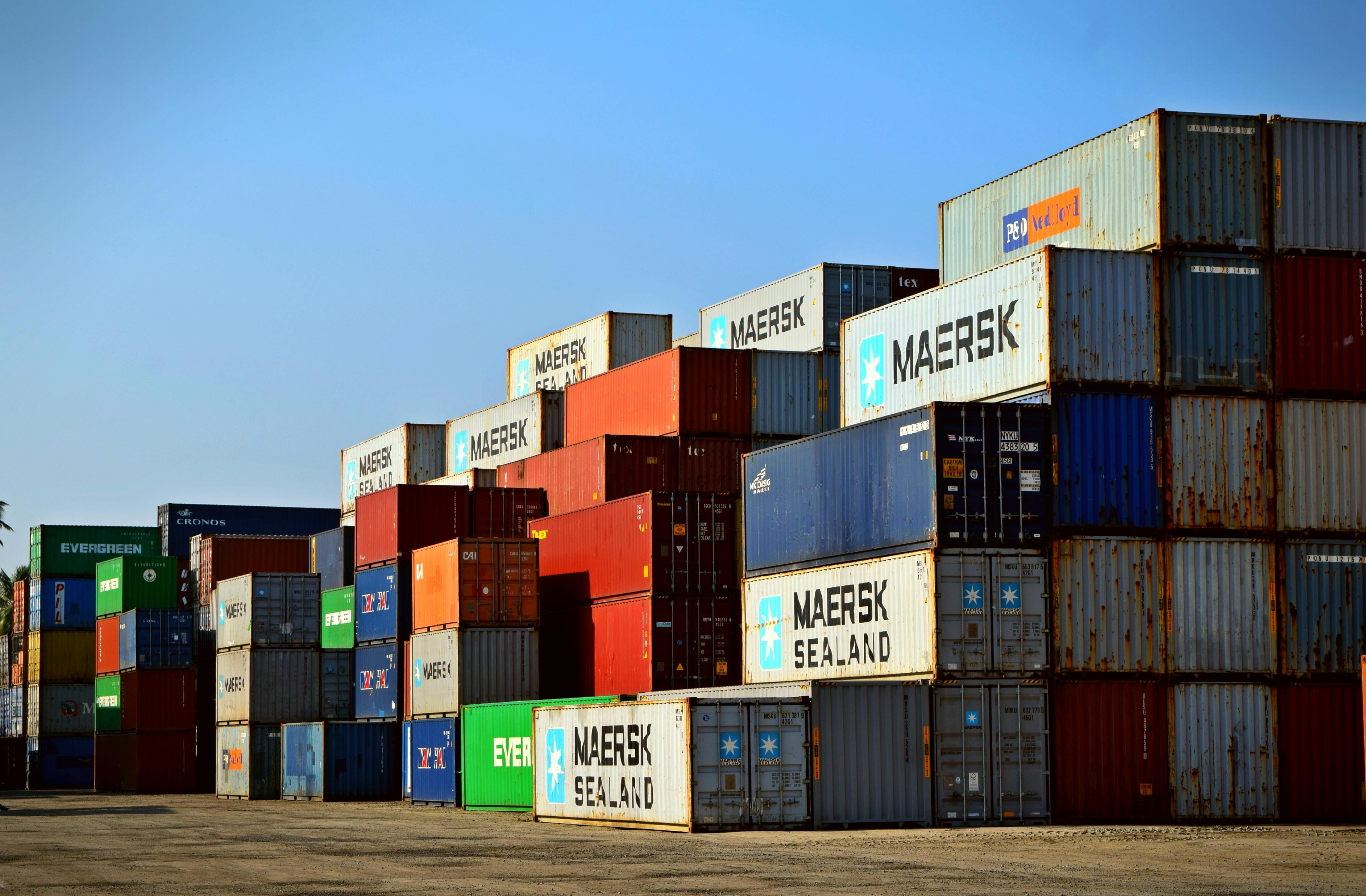 Cargo containers representing trade and international expansion.
